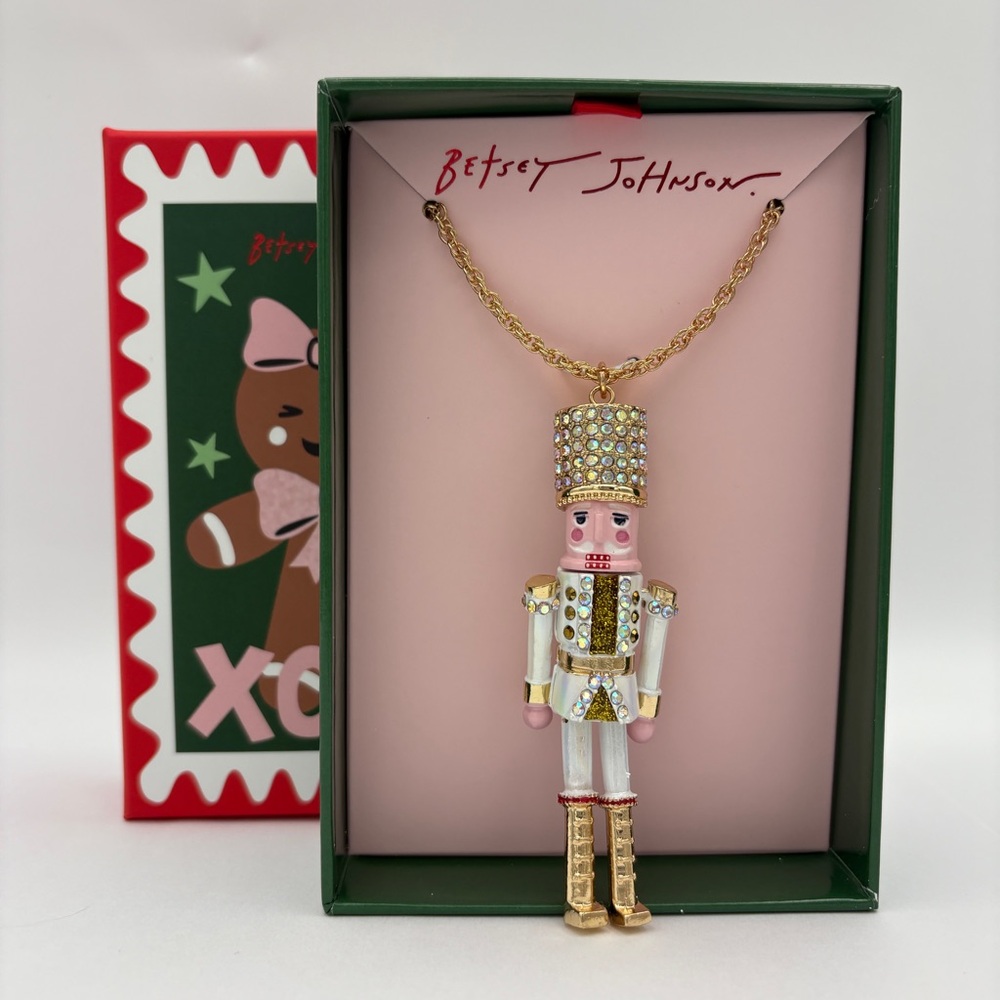 Betsey Johnson Gold & White Nutcracker Pendant Necklace NWT